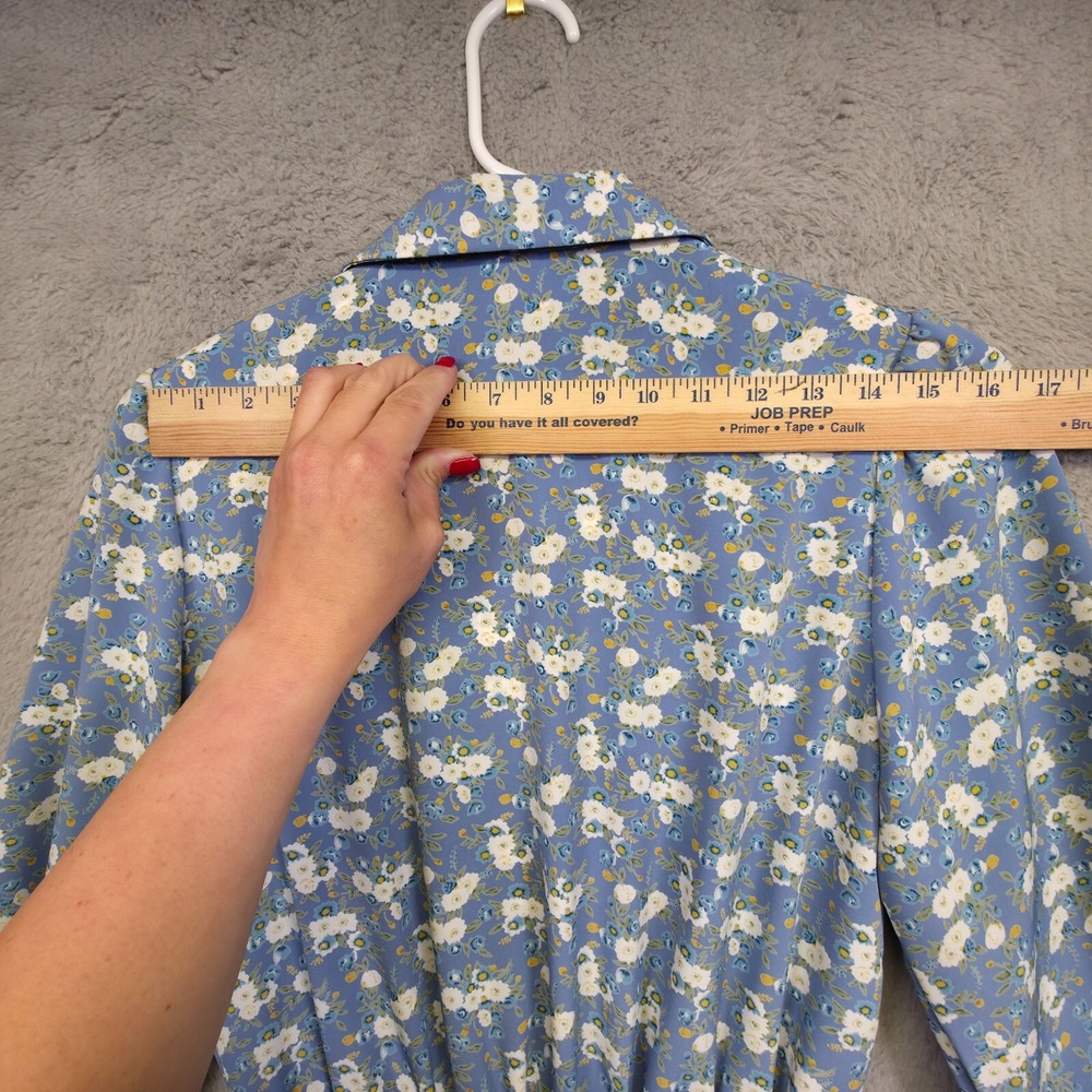 Vintage Breli Dress Womens 10 Blue Floral Cottagecore‎ Prairie Midi 70s Romantic - Picture 4 of 16